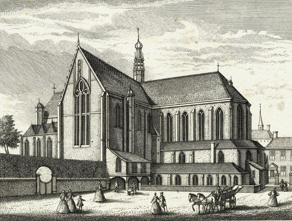 De Grote Kerk met de muur naast de begraafplaats door L. Schenk